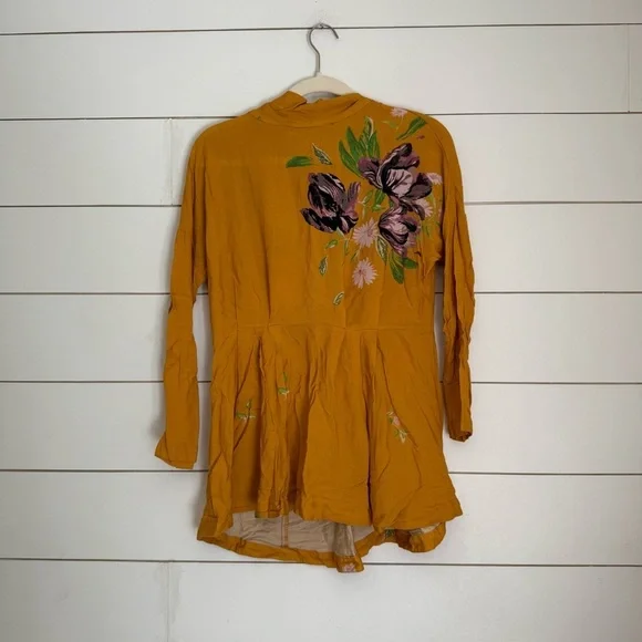 FREE PEOPLE gemma mustard yellow long sleeve tunic mini dress - Picture 3 of 11